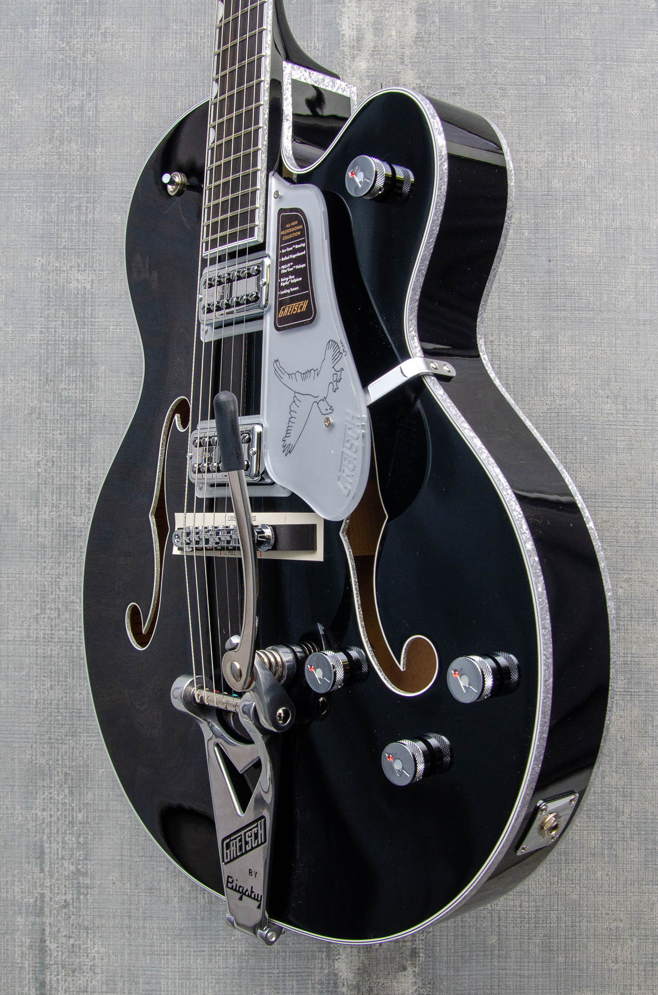 Gretsch Falcon Hollow Body with String-Thru Bigsby and Chrome Hardware Black