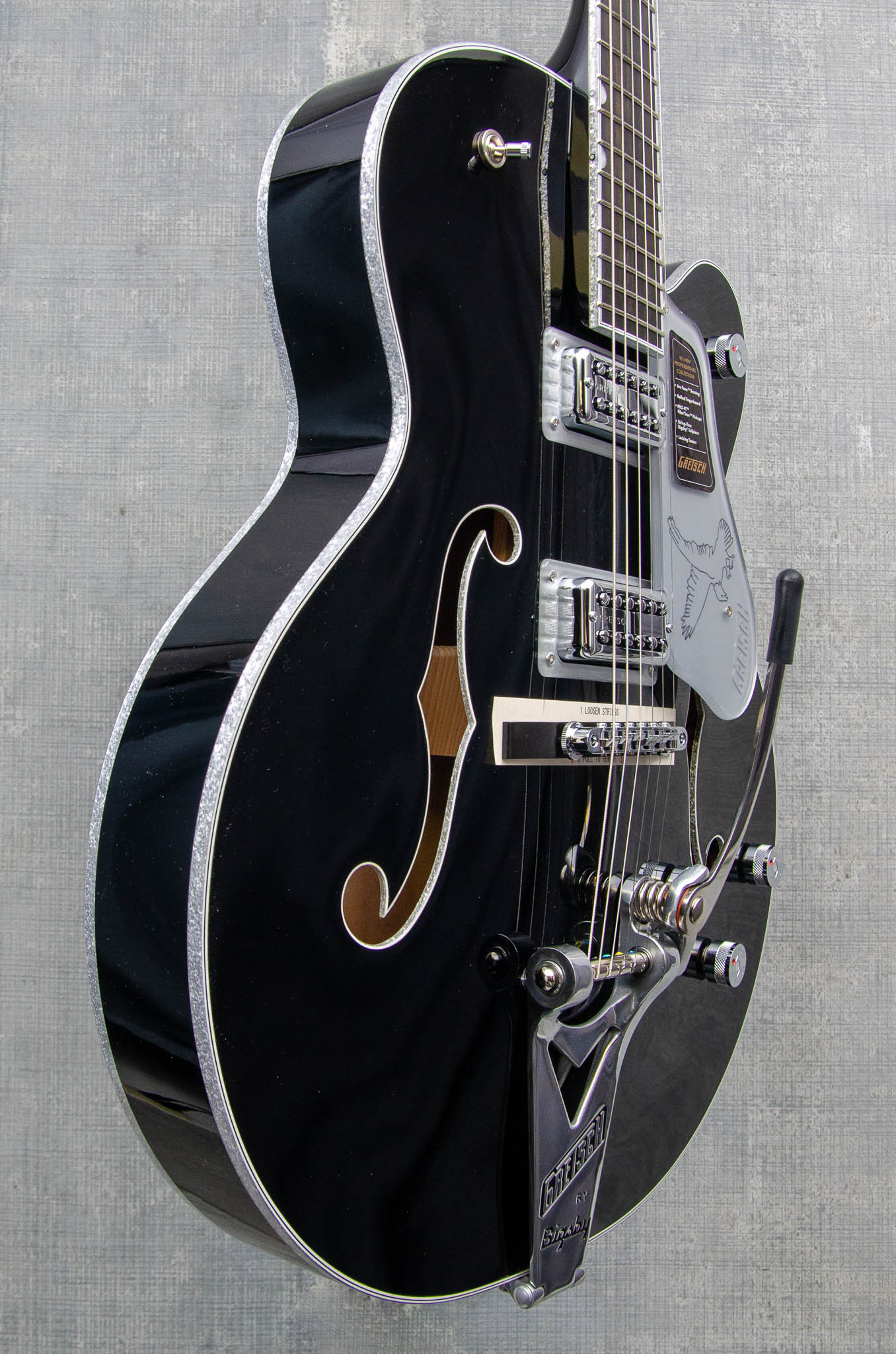 Gretsch Falcon Hollow Body with String-Thru Bigsby and Chrome Hardware Black