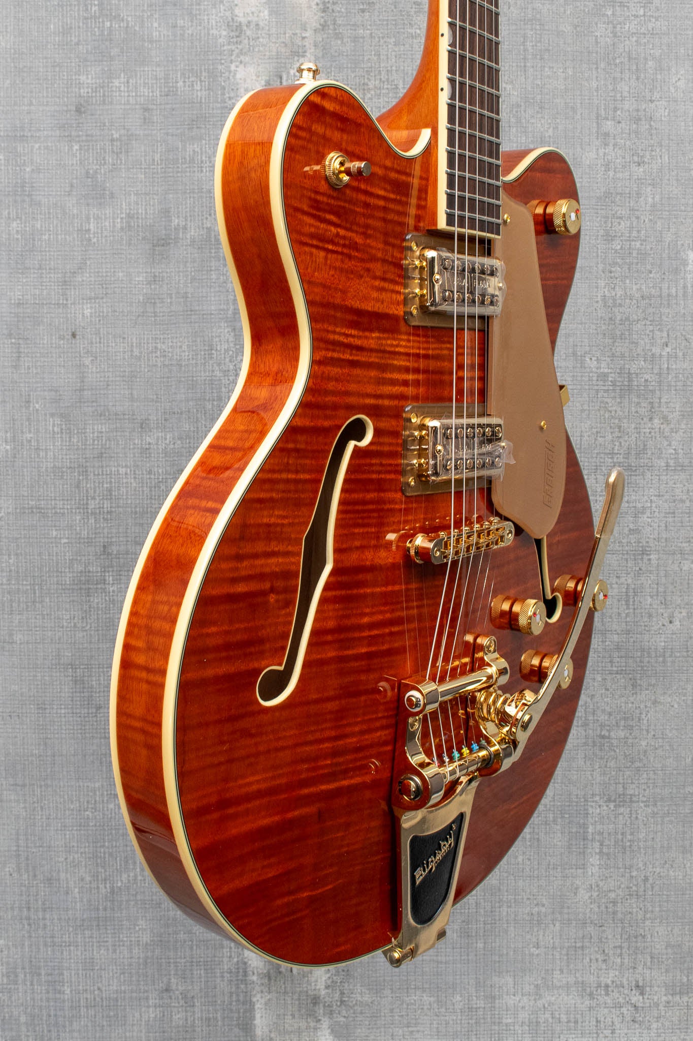 Gretsch Electromatic LTD Flame Okoume Broadkaster Double-Cut with Bigsby Roundup Orange MINT