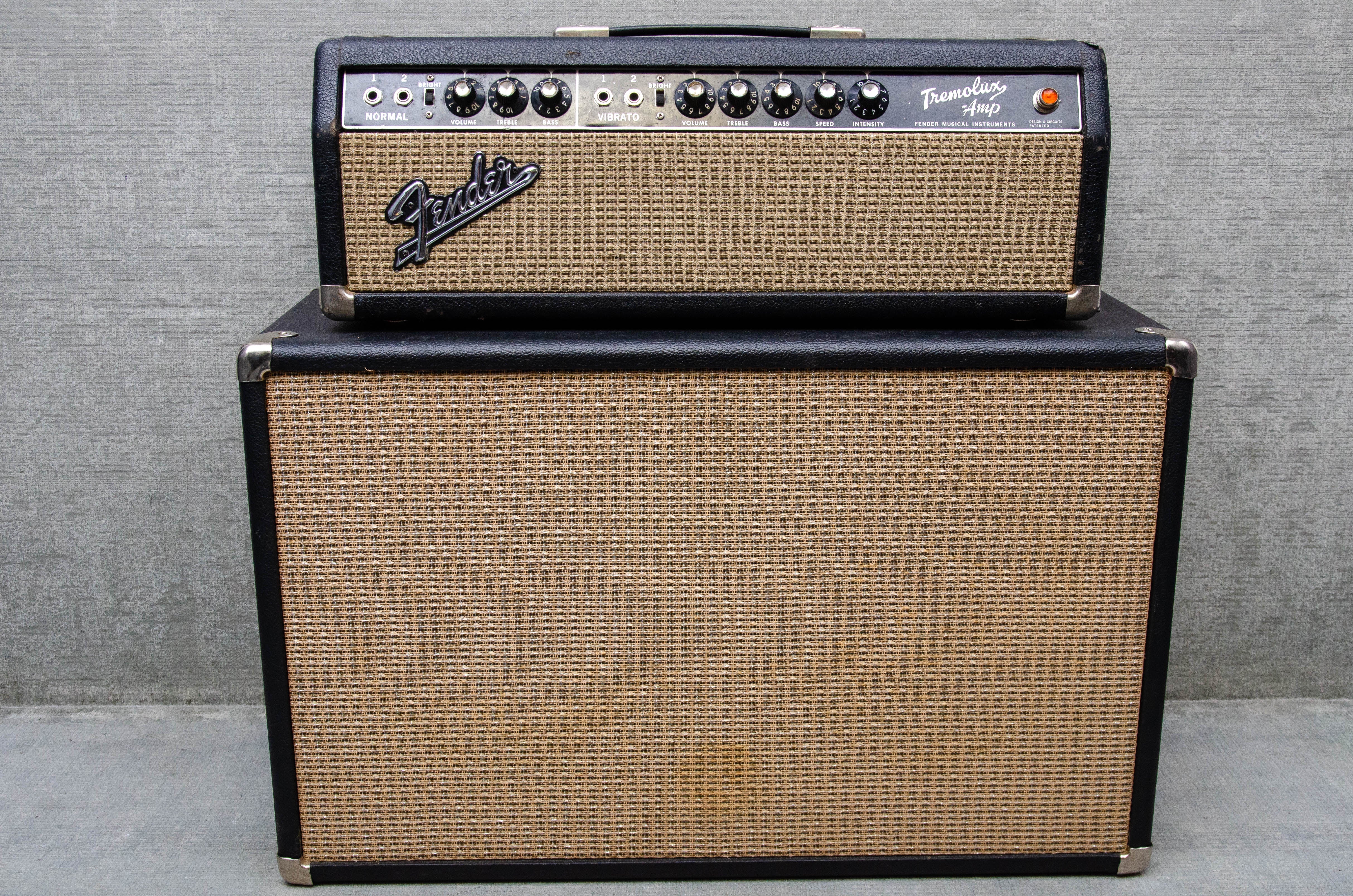 Used Fender Tremolux 35-Watt Head and Piggyback 2x10 Cabinet (1966) (AB763)