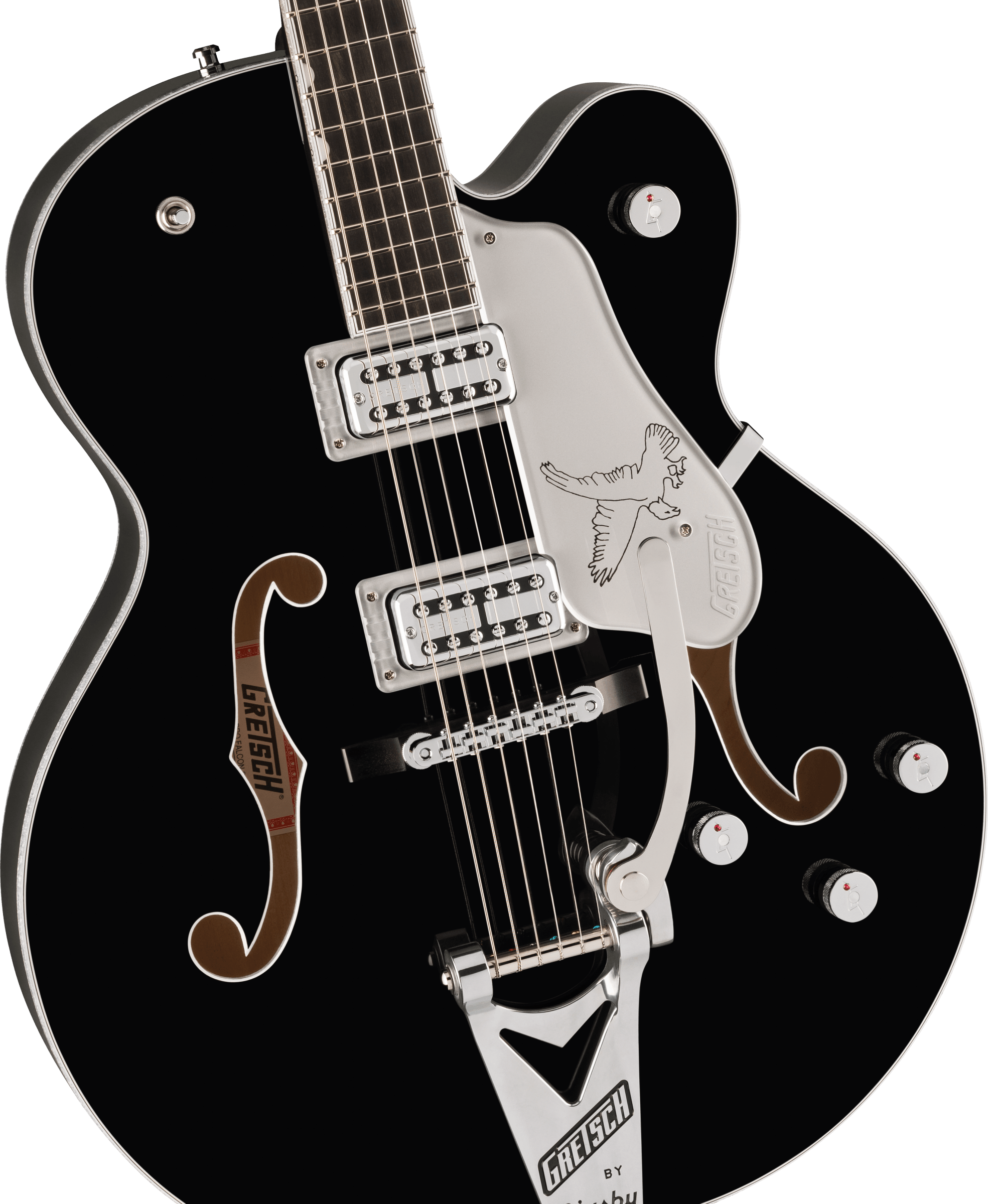 Gretsch Falcon Hollow Body with String-Thru Bigsby and Chrome Hardware Ebony, Black
