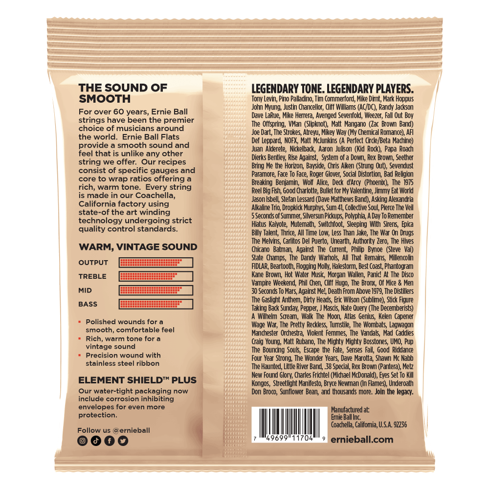 Ernie Ball Group 2.5 Flats Stainless Steel Flatwound Bass Strings 45-105