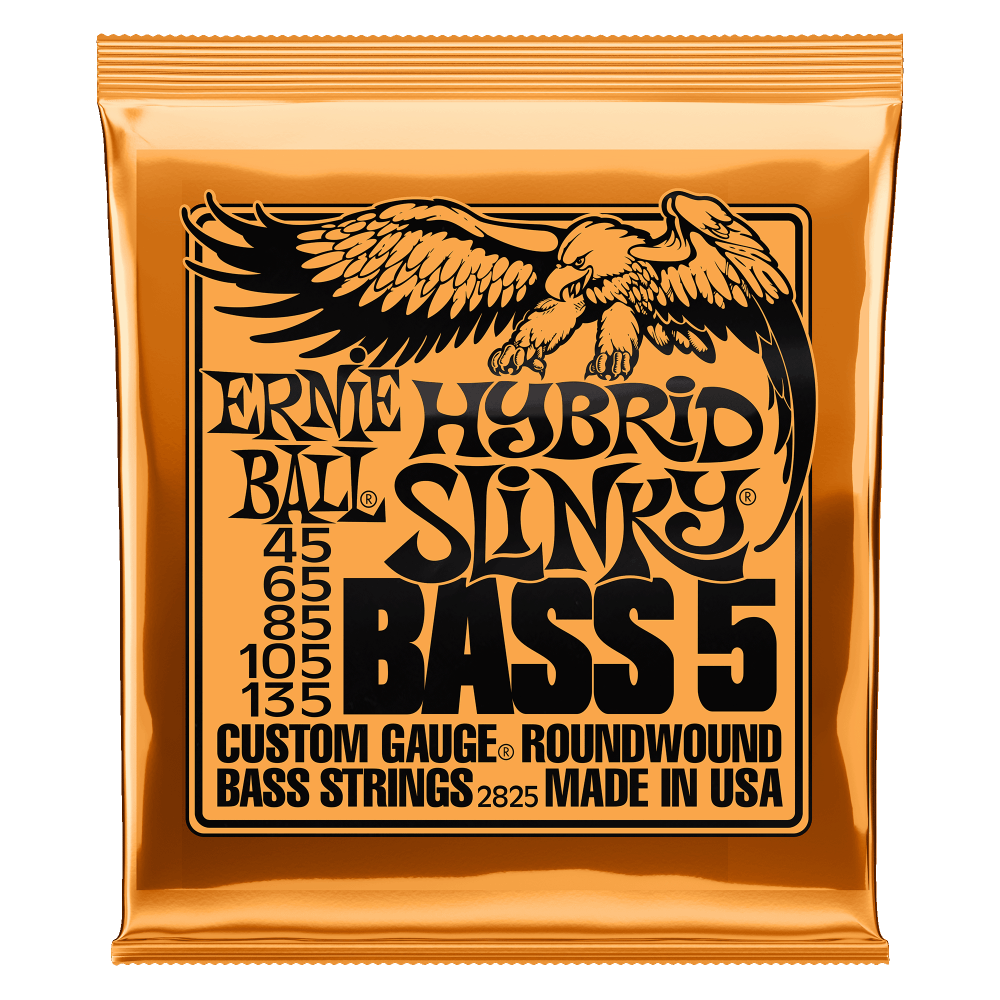 Ernie Ball Hybrid Slinky Nickel Wound 5-String Electric Bass Strings 45-135 Gauge