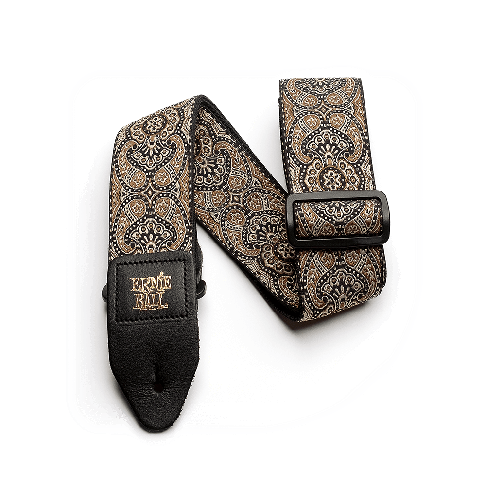 Ernie Ball Classic Jacquard Guitar Strap/Bass Strap - Gold & Black Paisley