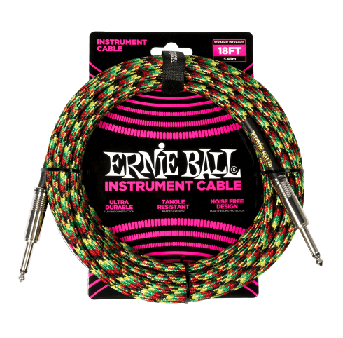Ernie Ball Braided Instrument Cable Straight/Straight 18ft - Good Vibrations