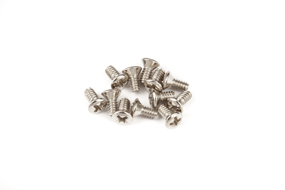 Fender Slide Switch Mounting Screws - Jaguar/Jazzmaster, (4-40 X 1/4" philips), Nickel (12)