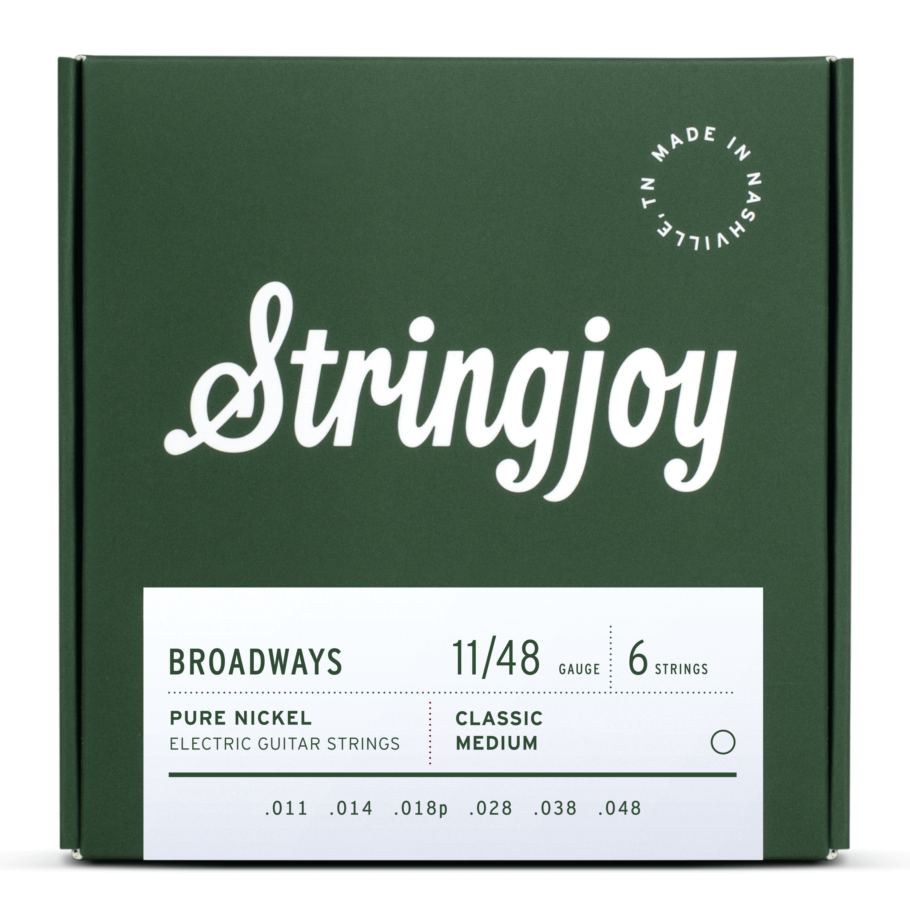 Stringjoy Broadways Classic Medium Gauge (11-48) Pure Nickel Electric Guitar Strings