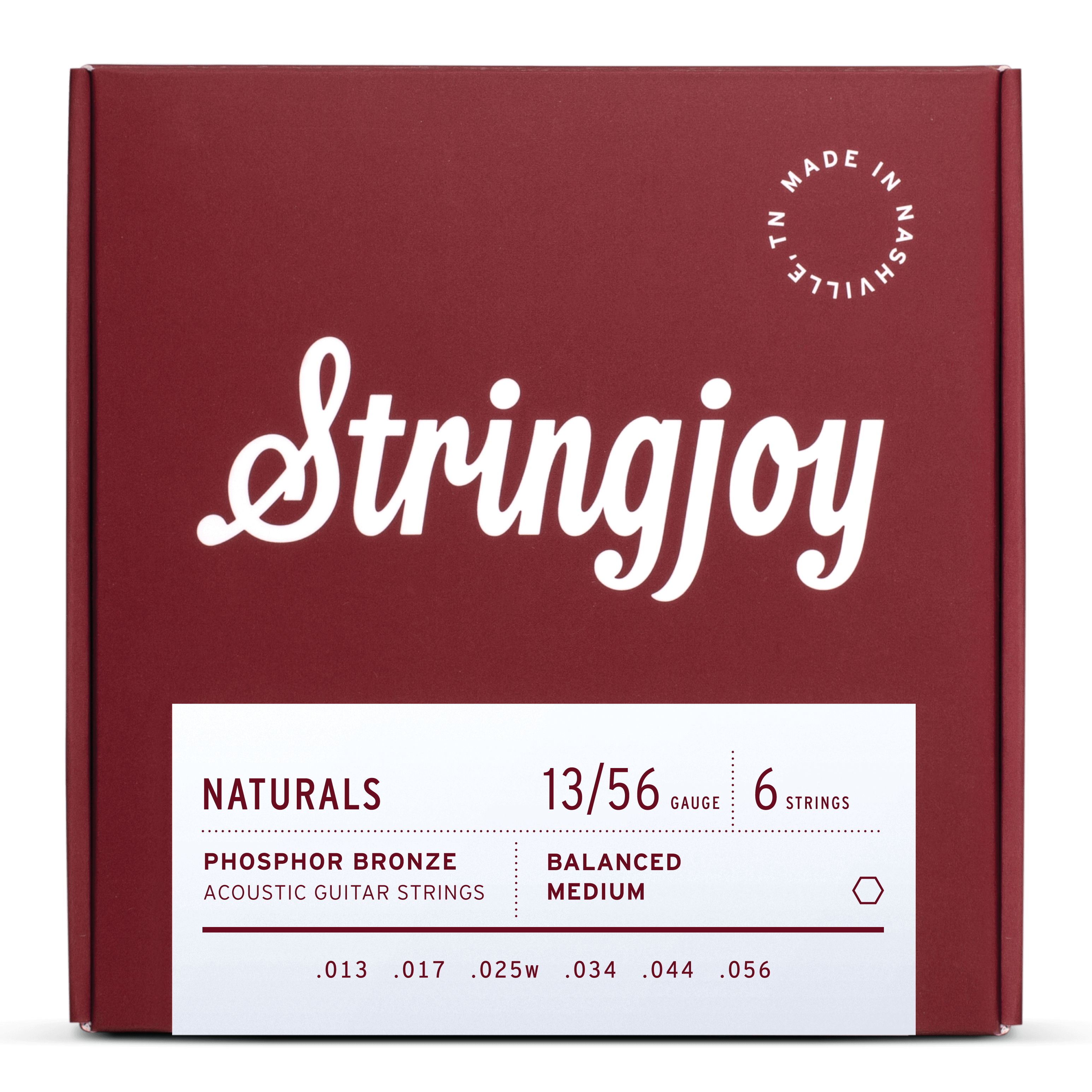 Stringjoy Naturals Medium Gauge (13-56) Phosphor Bronze Acoustic Guitar Strings