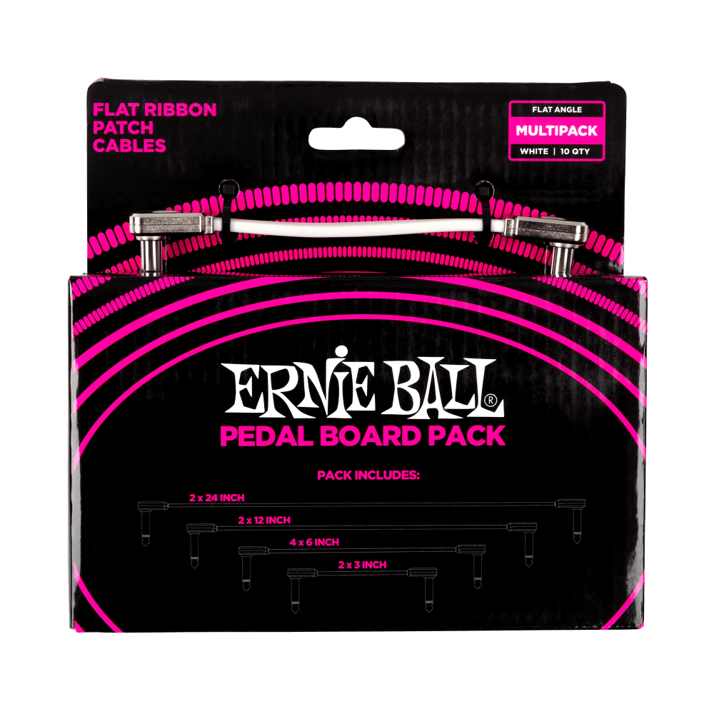 Ernie Ball Flat Ribbon Patch Cables Pedalboard Multi-Pack White