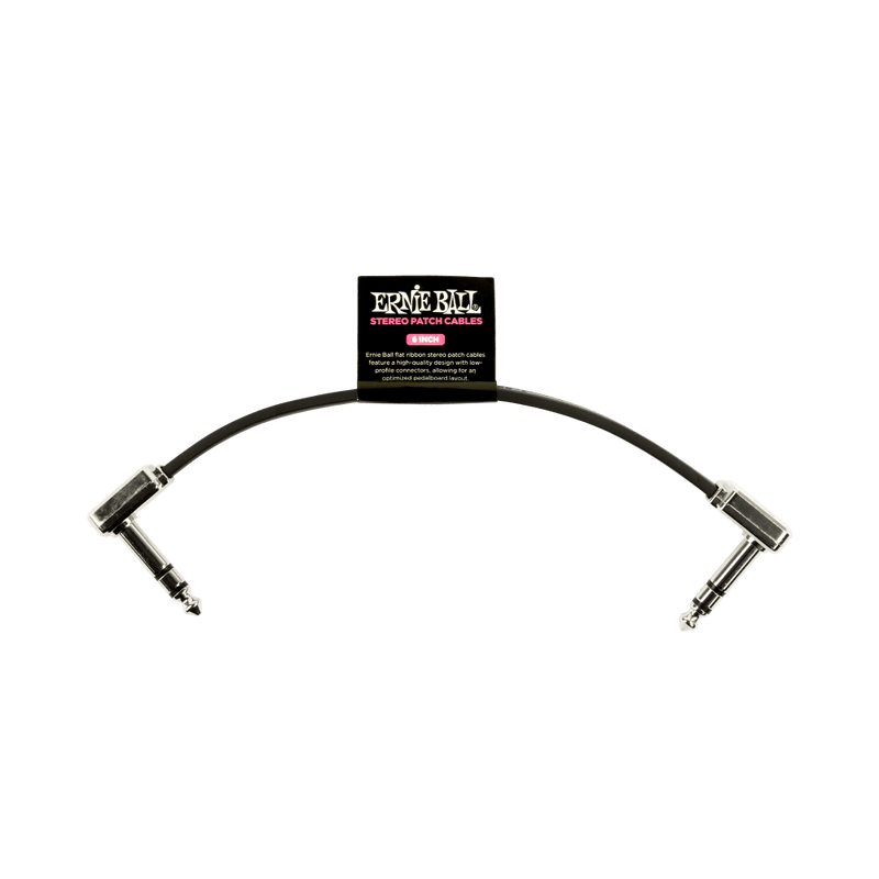 Ernie Ball Flat Ribbon Stereo Patch Cable 6in Black Single