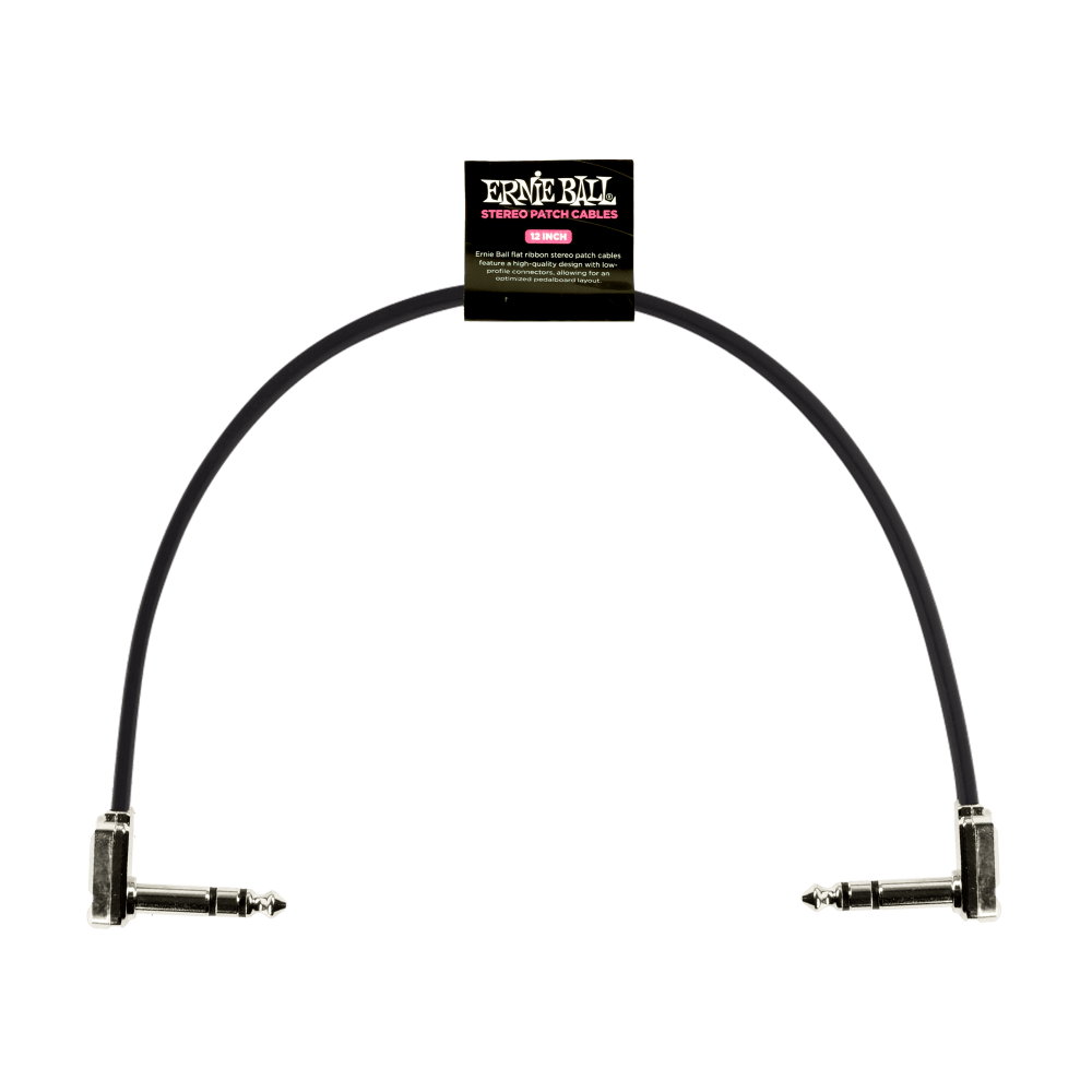 Ernie Ball Flat Ribbon Stereo Patch Cable 12in Black Single