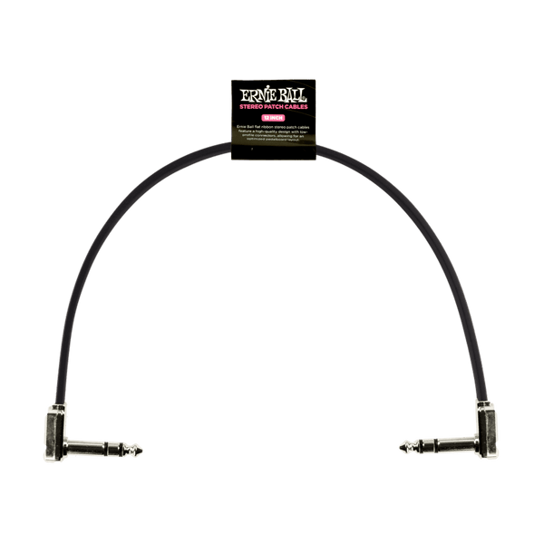 Ernie Ball Flat Ribbon Stereo Patch Cable 12in Black Single