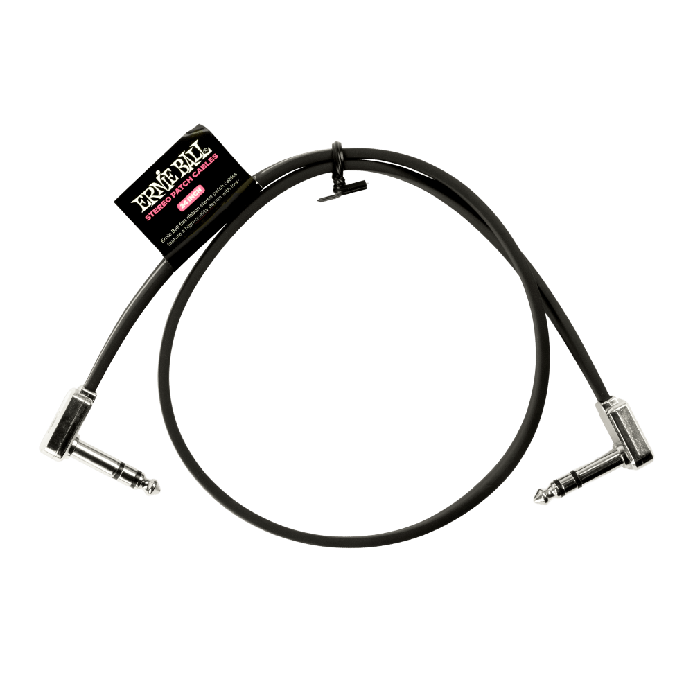 Ernie Ball Flat Ribbon Stereo Patch Cable 24in Black Single