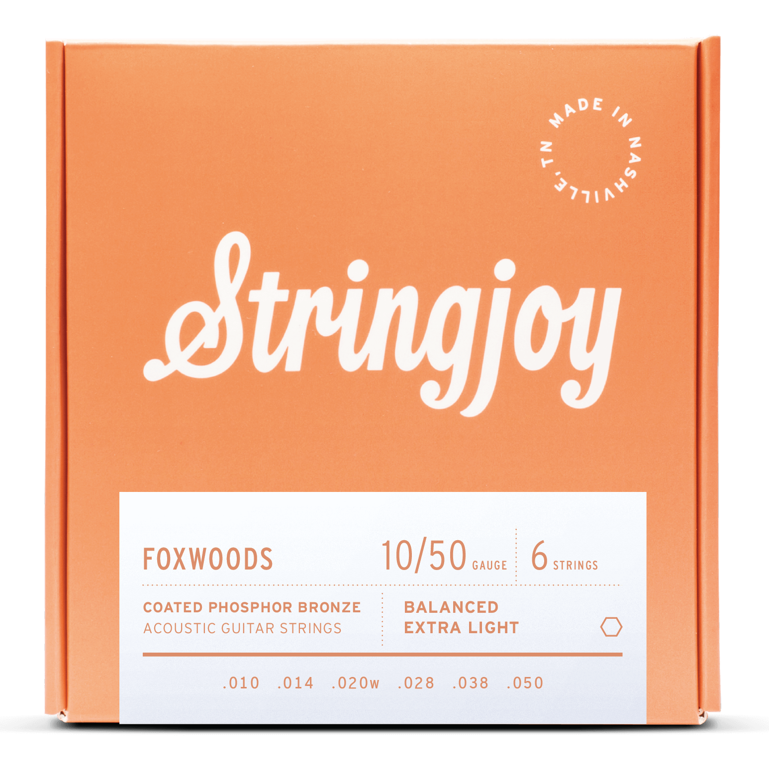 Stringjoy Foxwoods | Extra Light Gauge (10-50) Coated Phosphor Bronze Acoustic Guitar Strings SKU: SJ-FW1050