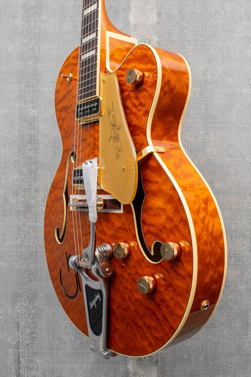 Gretsch G6120TGQM-56 Limited Edition Quilt Classic Chet Atkins® Hollow Body with Bigsby Roundup Orange Stain Lacquer