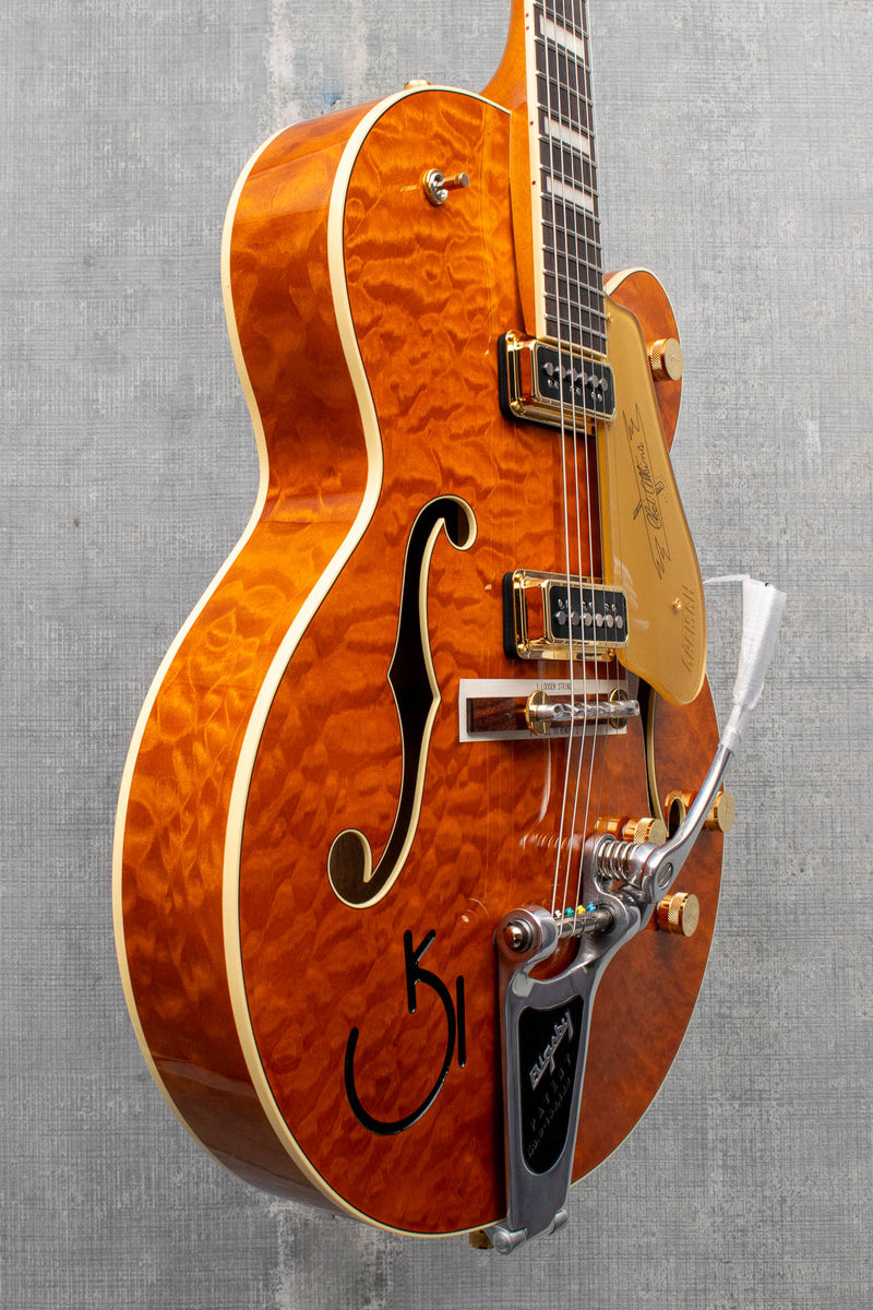 Gretsch G6120TGQM-56 Limited Edition Quilt Classic Chet Atkins® Hollow Body with Bigsby Roundup Orange Stain Lacquer