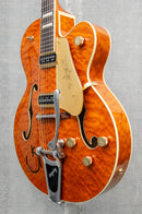 Used Gretsch G6120TGQM-56 Limited Edition Quilt Classic Chet Atkins® Hollow Body with Bigsby Roundup Orange Stain Lacquer
