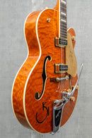 Used Gretsch G6120TGQM-56 Limited Edition Quilt Classic Chet Atkins® Hollow Body with Bigsby Roundup Orange Stain Lacquer