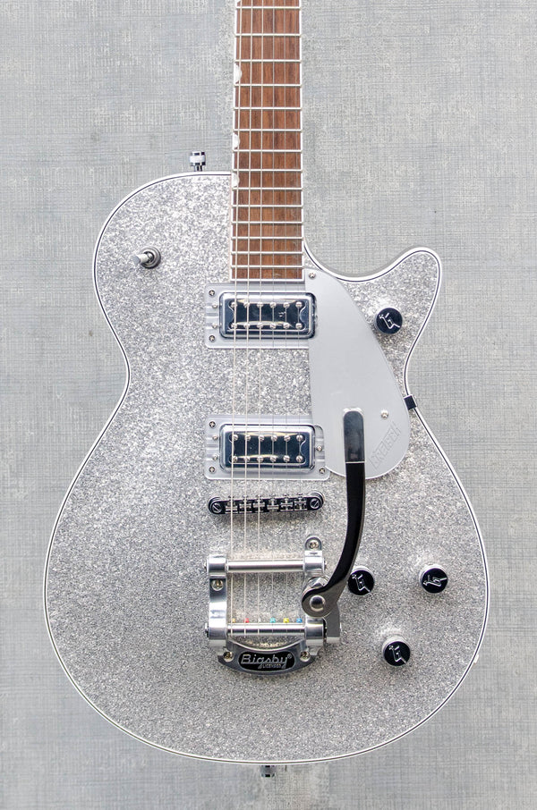 Gretsch G5230T Electromatic Sparkle Jet FT Single-Cut with Bigsby Silver Sparkle