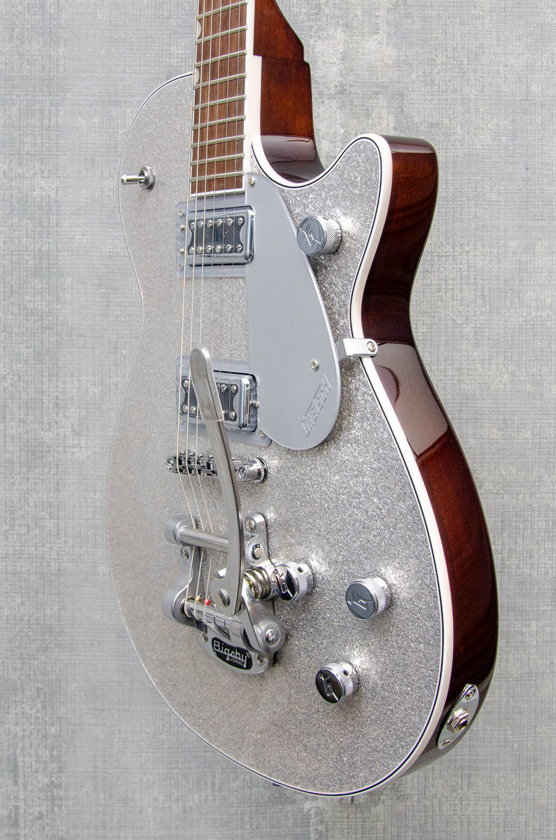 Gretsch G5230T Electromatic Sparkle Jet FT Single-Cut with Bigsby Silver Sparkle