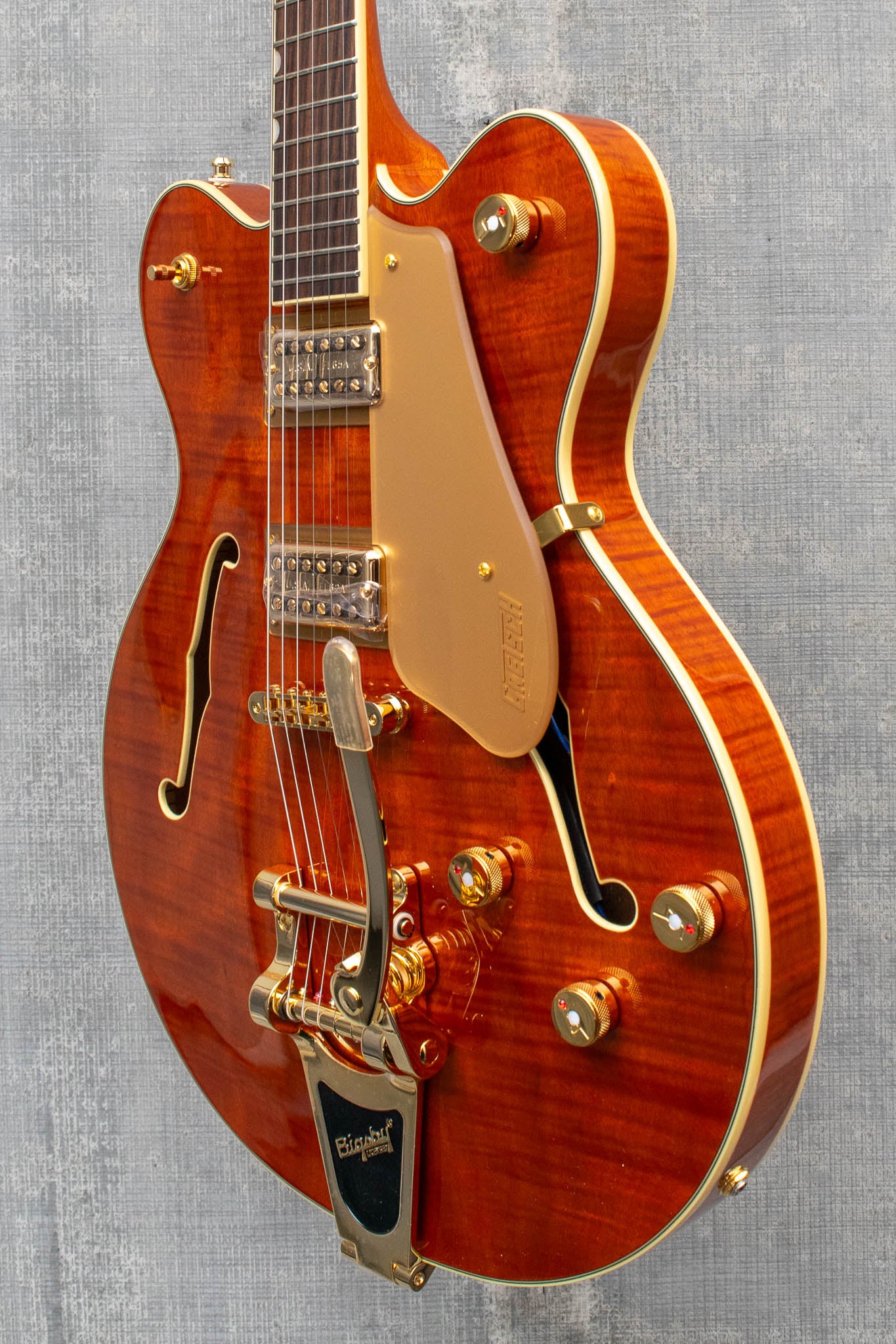 Gretsch Electromatic LTD Flame Okoume Broadkaster Double-Cut with Bigsby Roundup Orange MINT