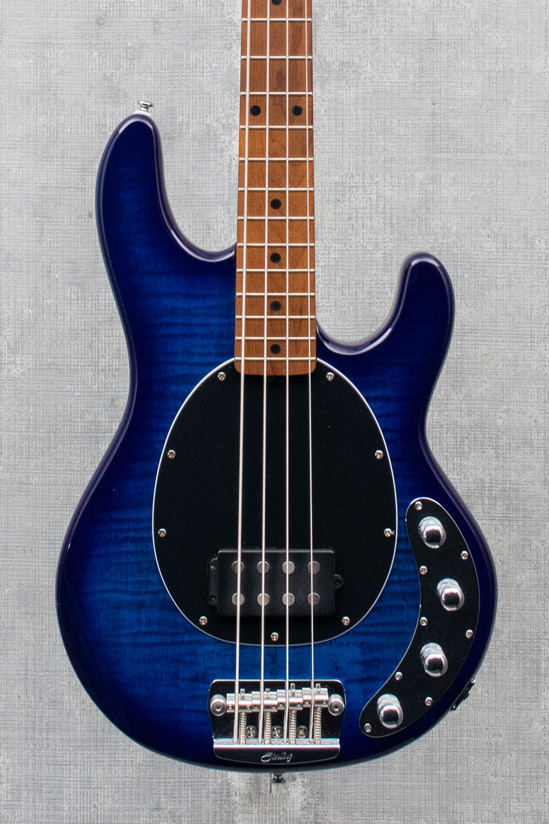 Used Sterling by Music Man StingRay RAY34 Flame Maple Neptune Blue