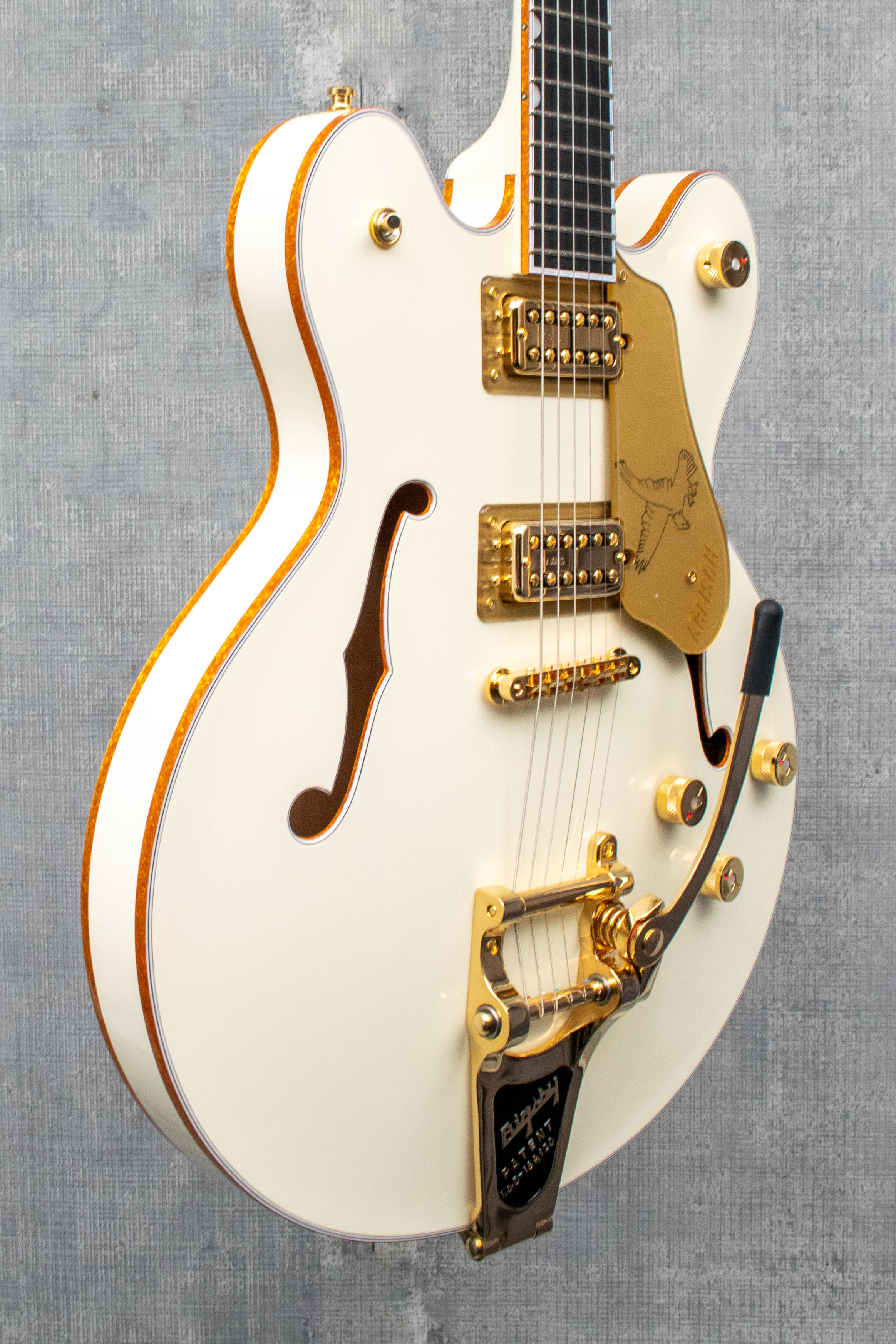 Gretsch Falcon Center Block LTD with String-Thru Bigsby and Gold Hardware Vintage White Guitar
