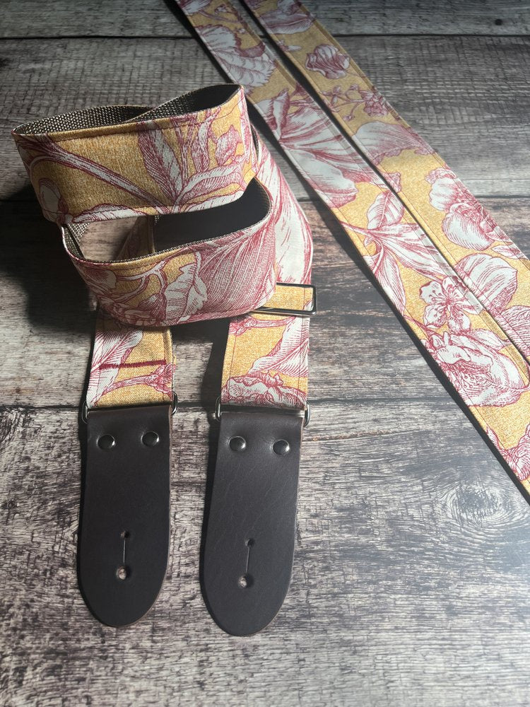 Josey Straps Gold & Crimson Toile Guitar Strap