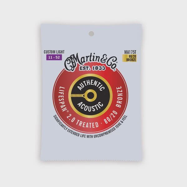 Martin Authentic Acoustic Lifespan 2.0 Custom Light 11-52 Guitar Strings 80/20 Bronze