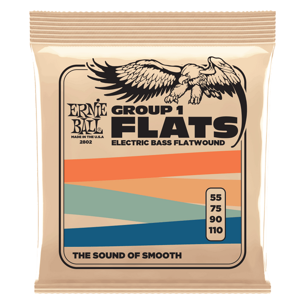 Ernie Ball Group 1 Flats Stainless Steel Flatwound Bass Strings 55-110