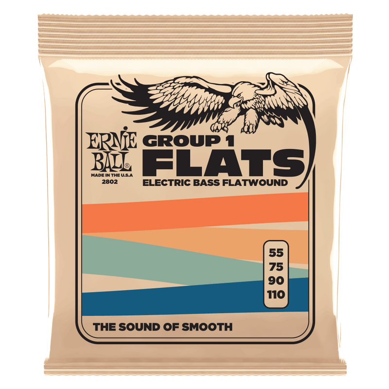 Ernie Ball Group 1 Flats Stainless Steel Flatwound Bass Strings 55-110