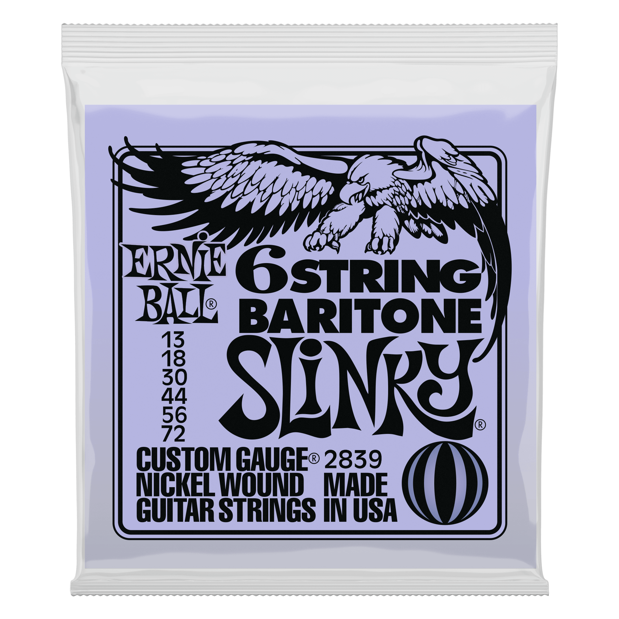 Ernie Ball Slinky 6-String w/ small ball end Baritone Guitar Strings 13-72 Gauge