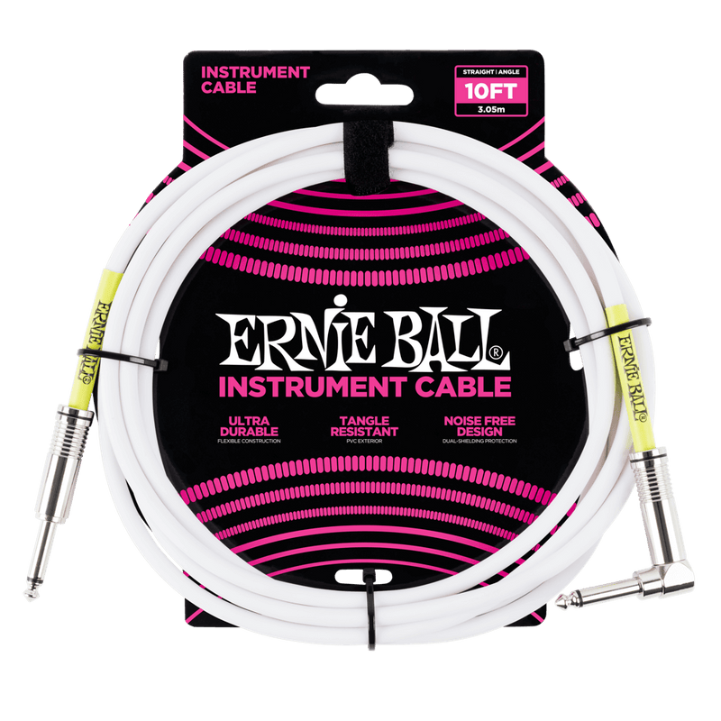 Ernie Ball Classic Instrument Cable Straight/Angle 10ft - White