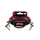 Ernie Ball Stereo Flat Ribbon Patch Cable 12in Black 2 Pack