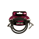 Ernie Ball Flat Ribbon Stereo Patch Cable 24in Black 2 Pack