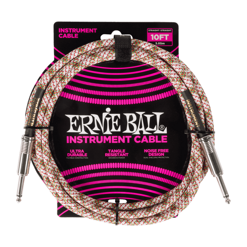 Ernie Ball P06426 Braided Instrument Cable Straight/Straight 10ft - Emerald Argyle