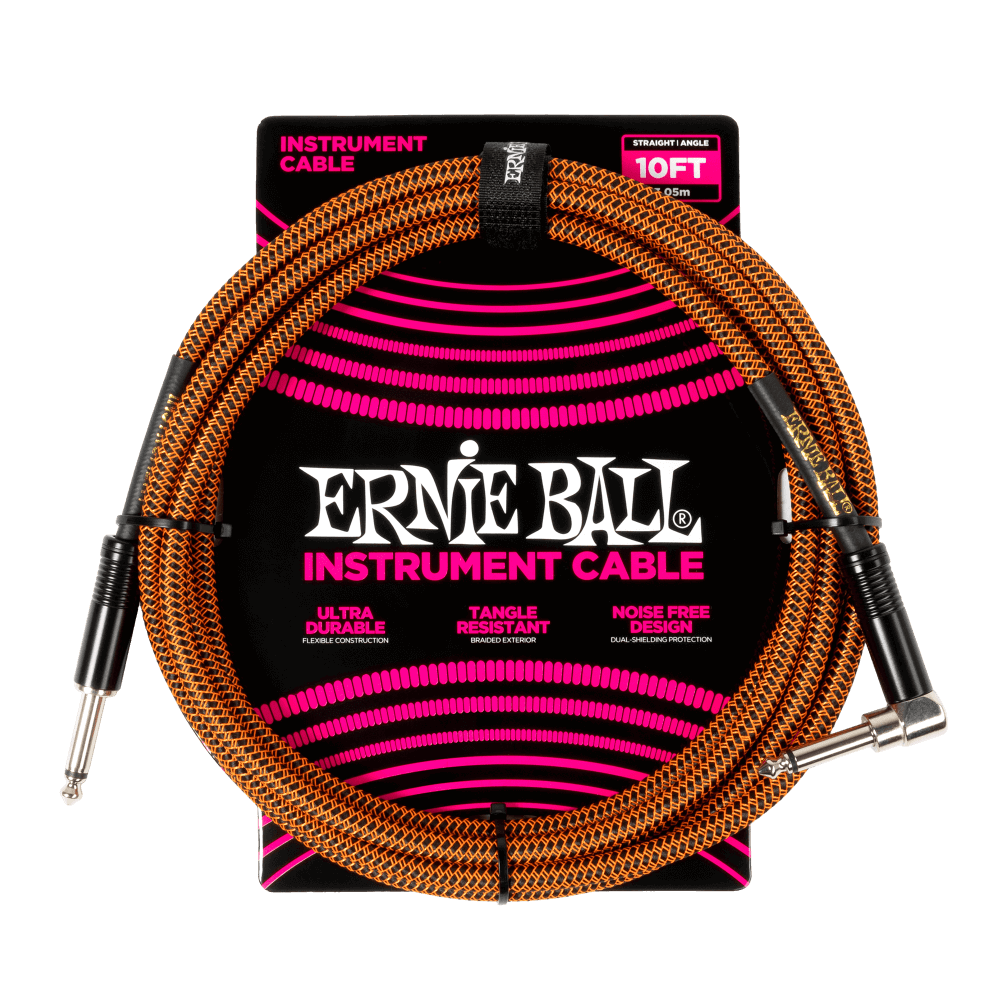 Ernie Ball 10' Braided Straight/Angle Instrument Cable Pumpkin Pie