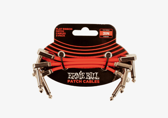 Ernie Ball 3" Flat Ribbon Patch Cable 3-Pack Red