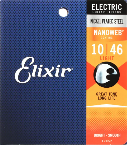 Elixir Electric Nickel Plated Strings Nanoweb Light .10-.46