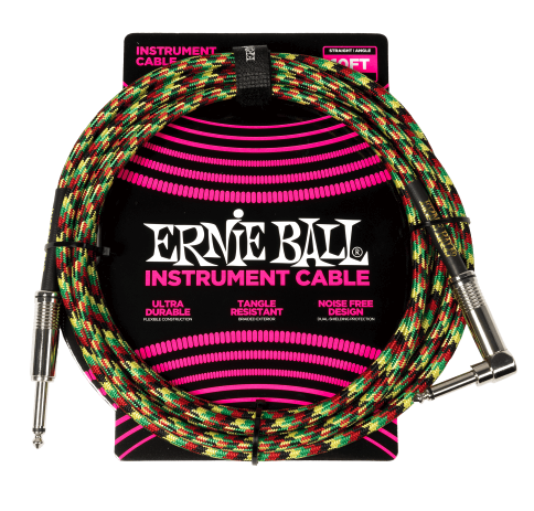 Ernie Ball Braided Instrument Cable Straight/Angle 10ft - Good Vibrations