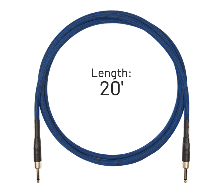 Rattlesnake Cable 20' Standard in Blue - Straight Plugs