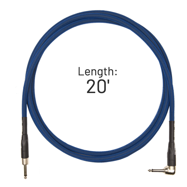 Rattlesnake Cable 20' Standard in Blue - Mixed Plugs