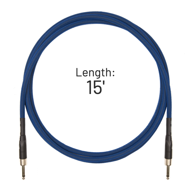 Rattlesnake Cable 15' Standard in Blue - Straight Plugs