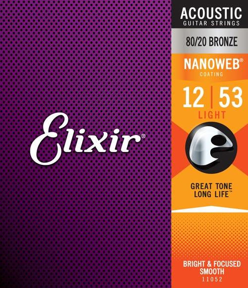Elixir Acoustic 80/20 Bronze Nanoweb Acoustic Strings Light .12-.53