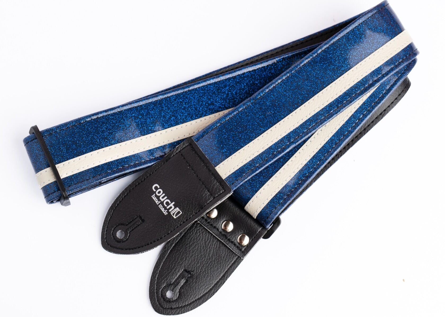 Couch Blue Sparkle Racer X Guitar Strap w/ White Stripe