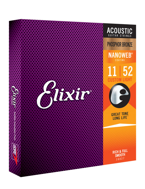 Elixir Phosphor Bronze Light Nanoweb .011 -.52 Acoustic Strings
