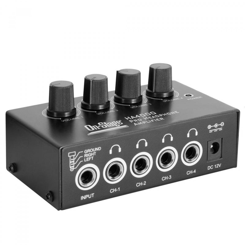 On-Stage Stands HA4000 4-Channel Headphone Amp