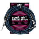 Ernie Ball 25' Braided Straight/Angle Instrument Cable Black/Blue
