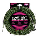 Ernie Ball 18' Braided Straight/Angle Instrument Cable Black/Green