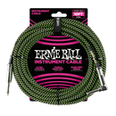 Ernie Ball 10' Straight/Angle Instrument Cable Black/Green